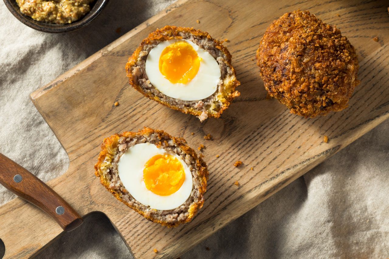 Three scotch eggs - one of the meals suggested to be &#039;substantial&#039; under new government rules for tier 2