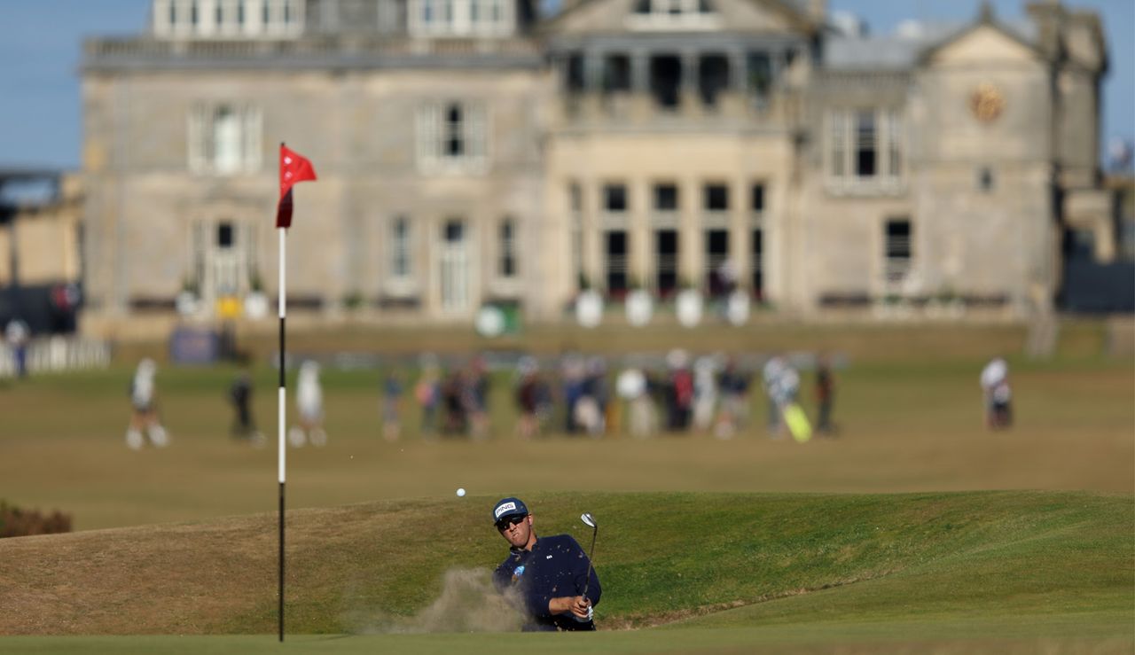 Seamus Power hits a shot out of the bunker at St Andrews