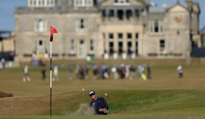 Seamus Power hits a shot out of the bunker at St Andrews
