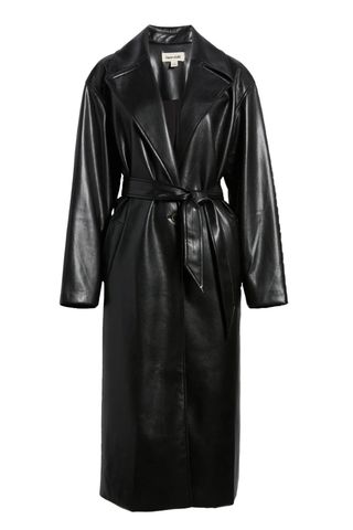 Faux Leather Trench Coat