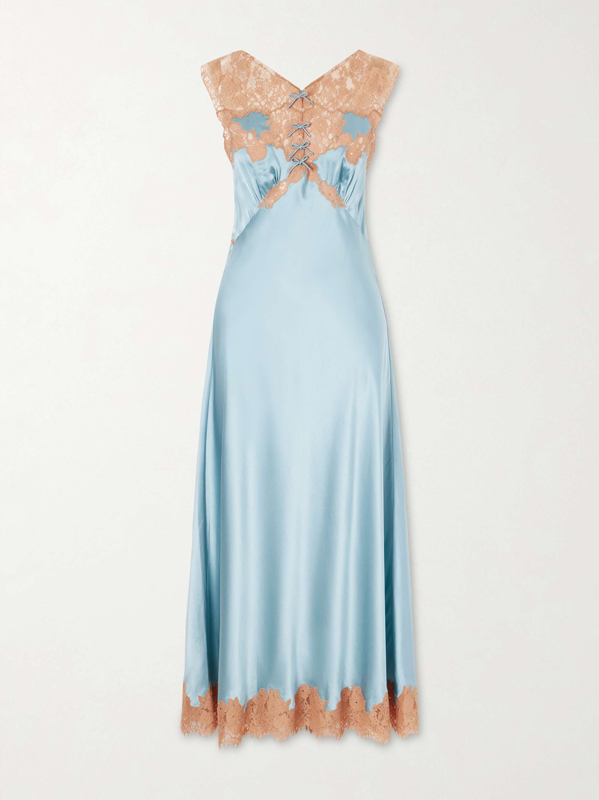 Marseille Lace-Trimmed Silk-Satin Midi Dress