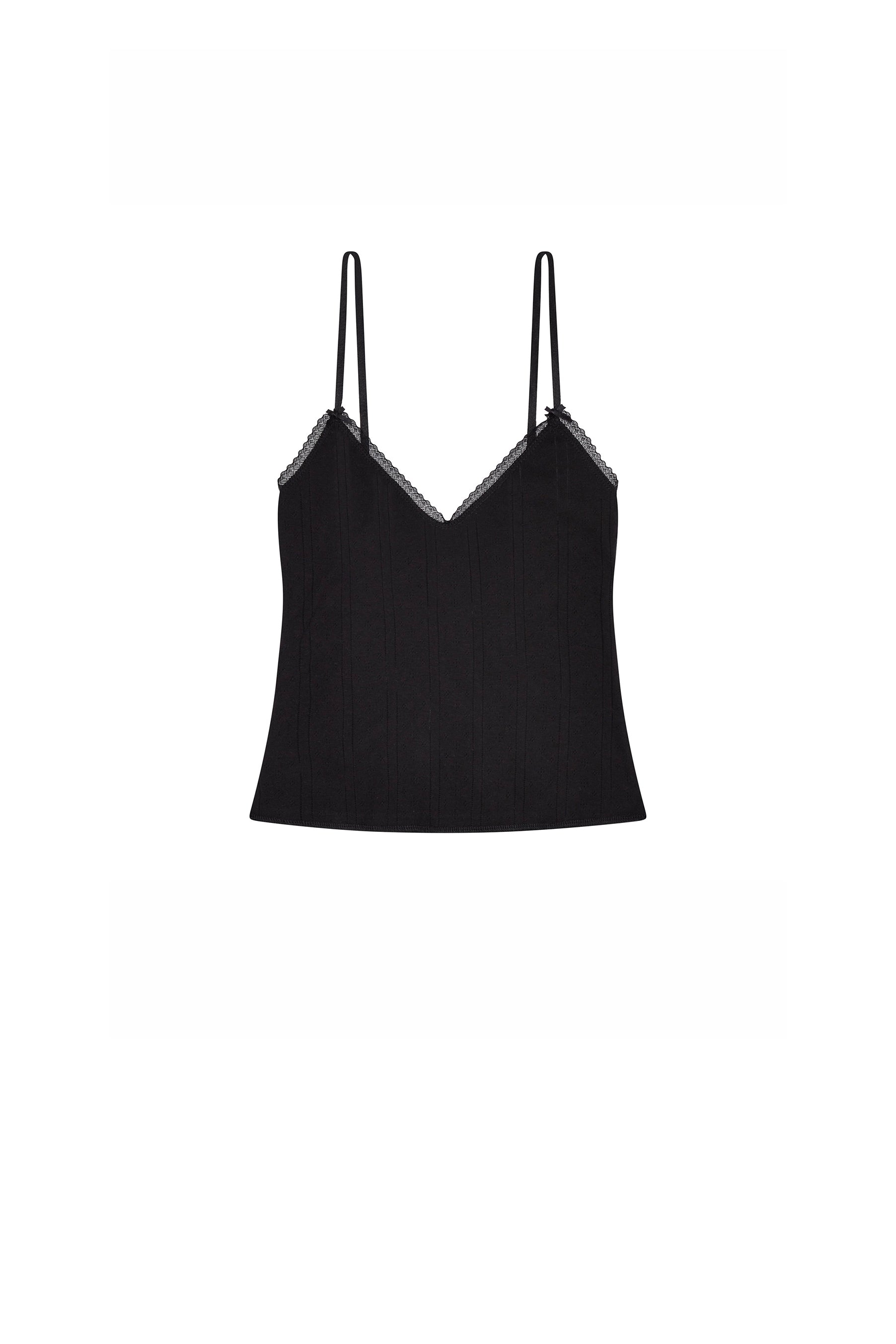 The Long Cami: Black Pointelle