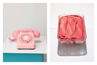 Pink telephone and strawberry sorbet