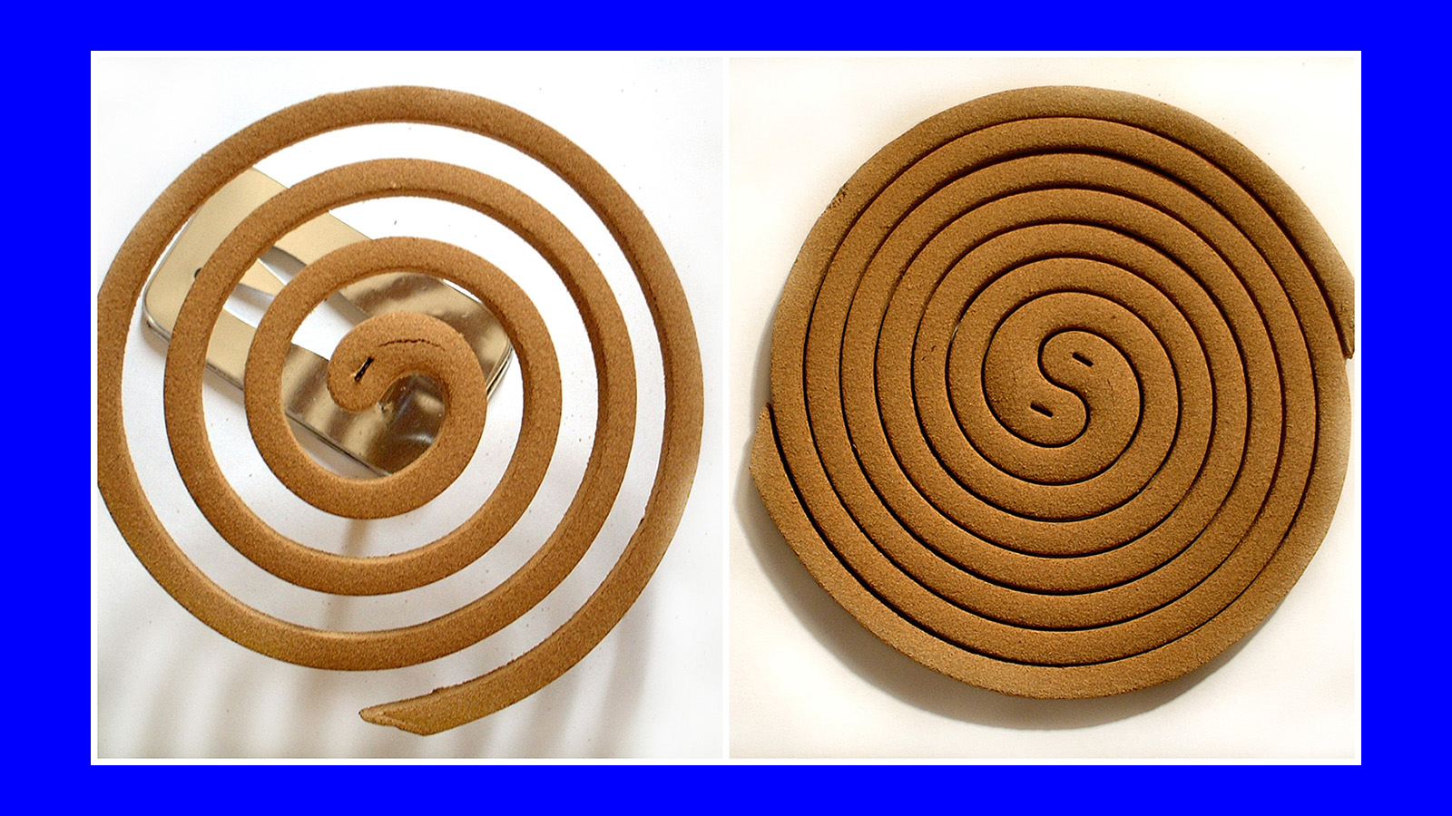 two mosquito coils in blue background