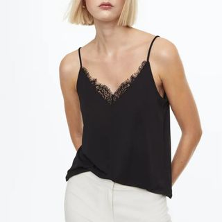 black lace trimmed camisole