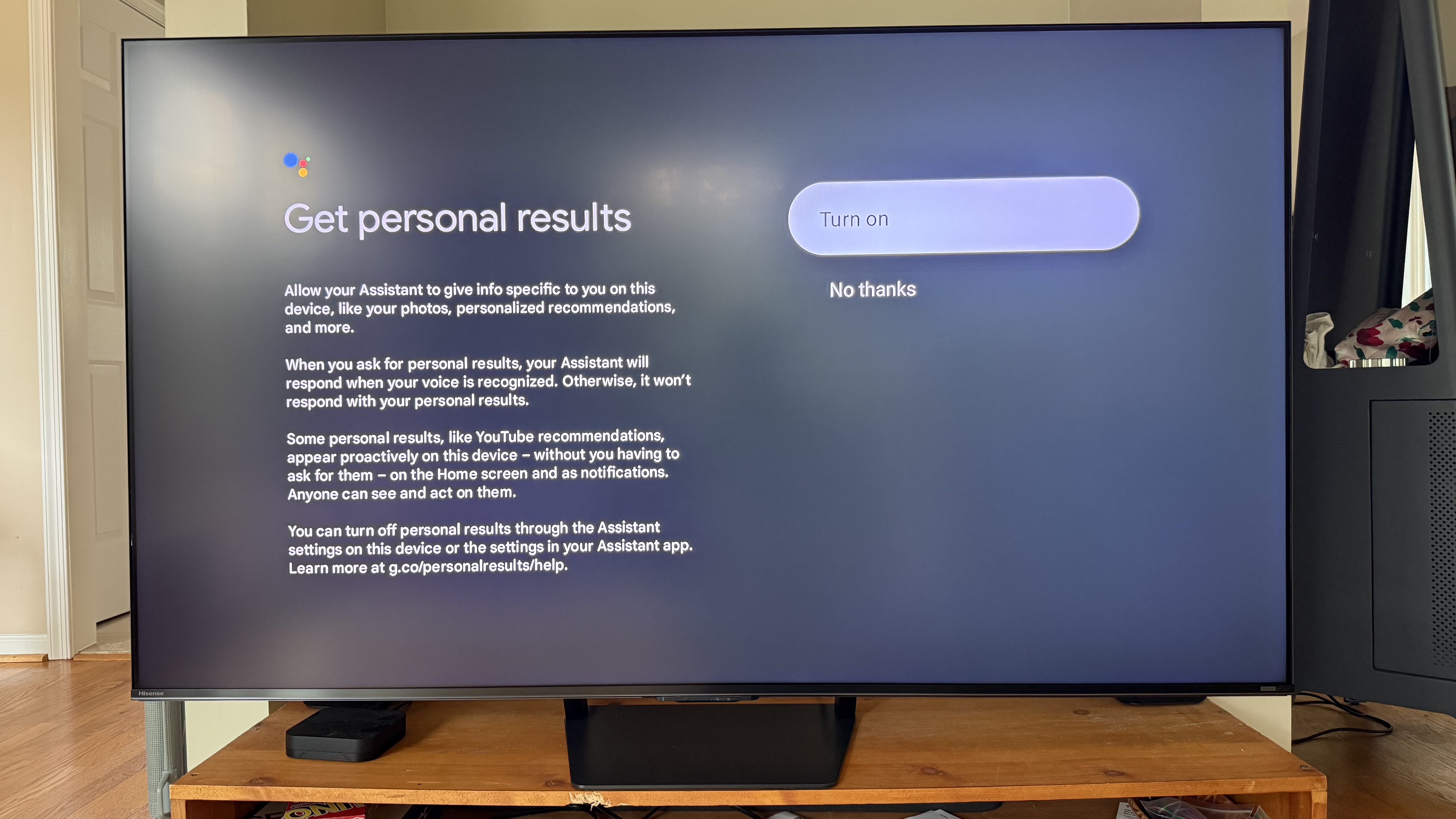 Hisense U7 Google personalization with assistant