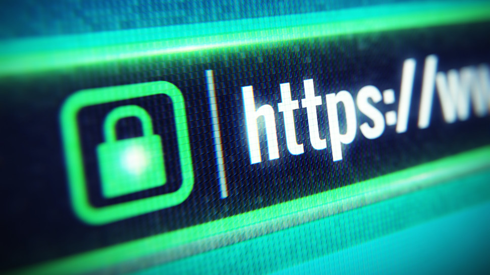 Ikon gembok dan teks HTTPS di awal URL