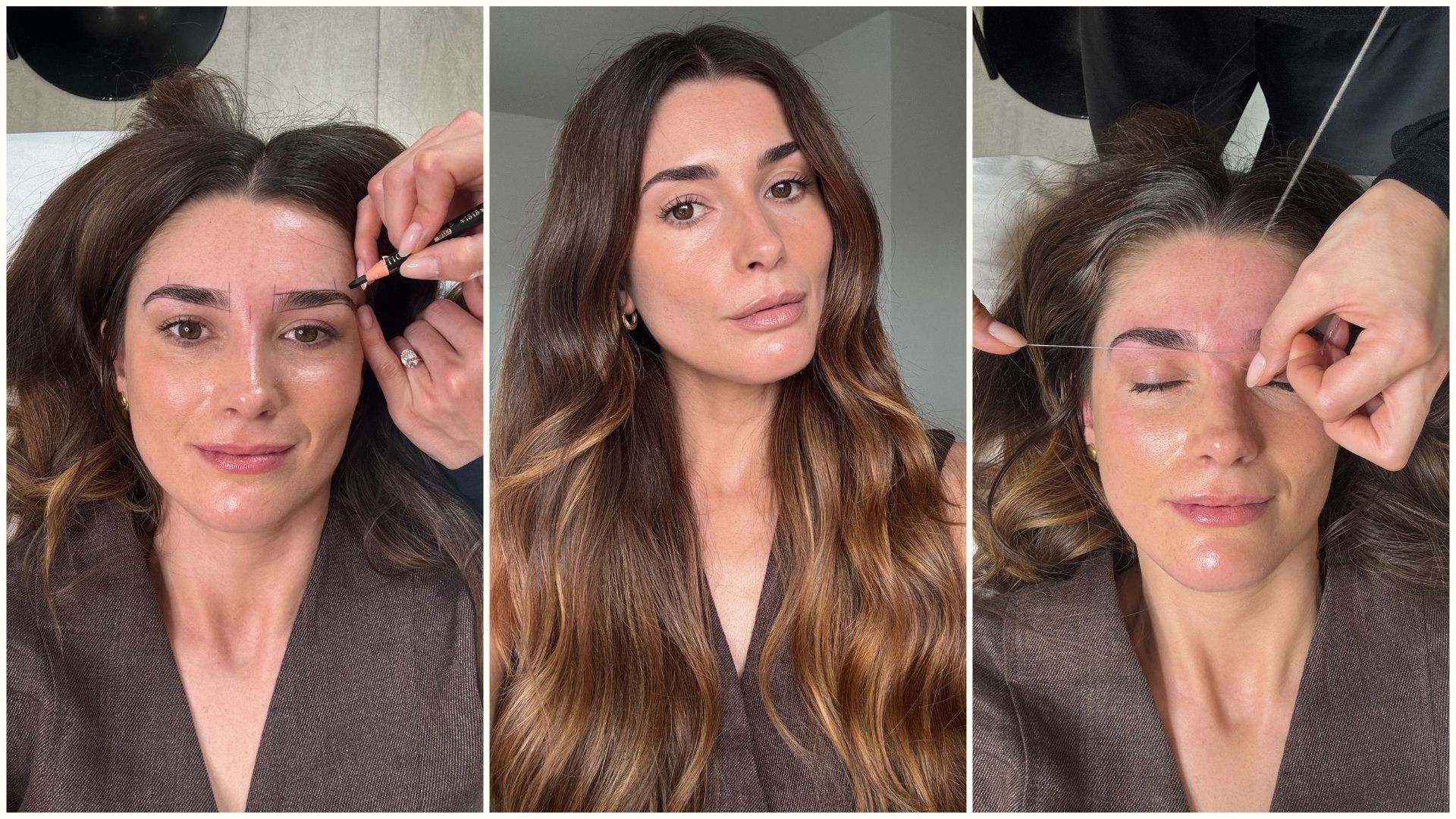 A collage with brow mapping treatment photos