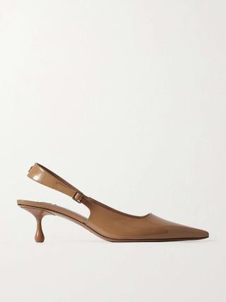 Amel 50 Logo-Embellished Patent-Leather Slingback Pumps