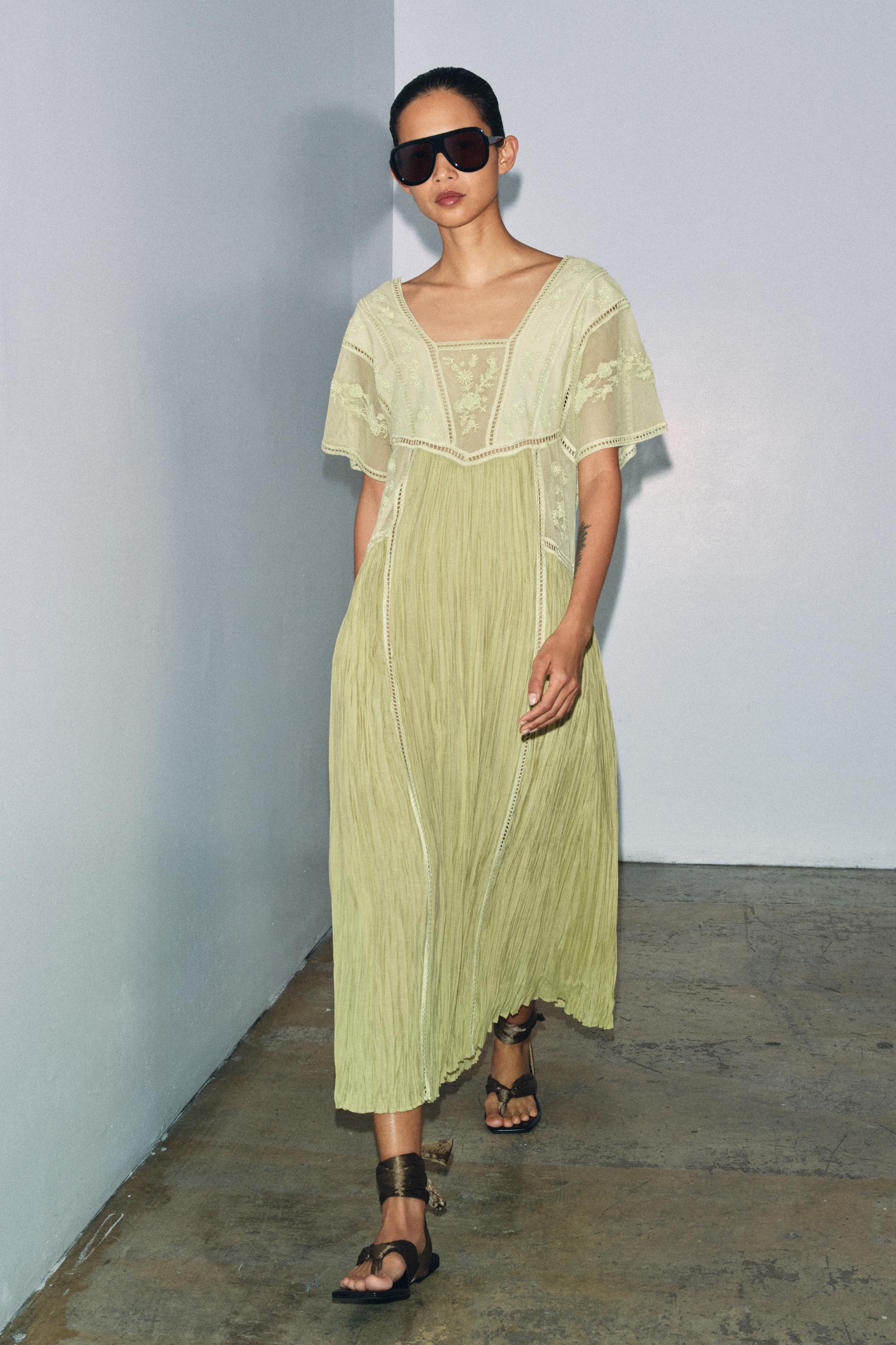 Zw Collection Embroidered Pleated Dress