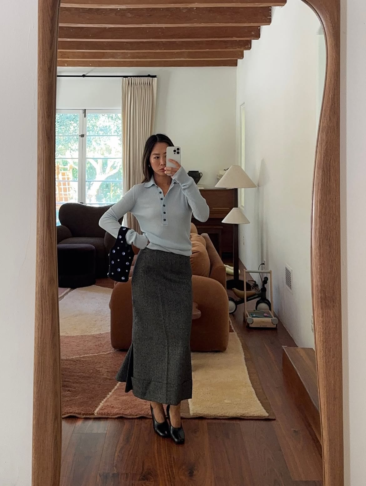 Pencil skirt and fitted knit.