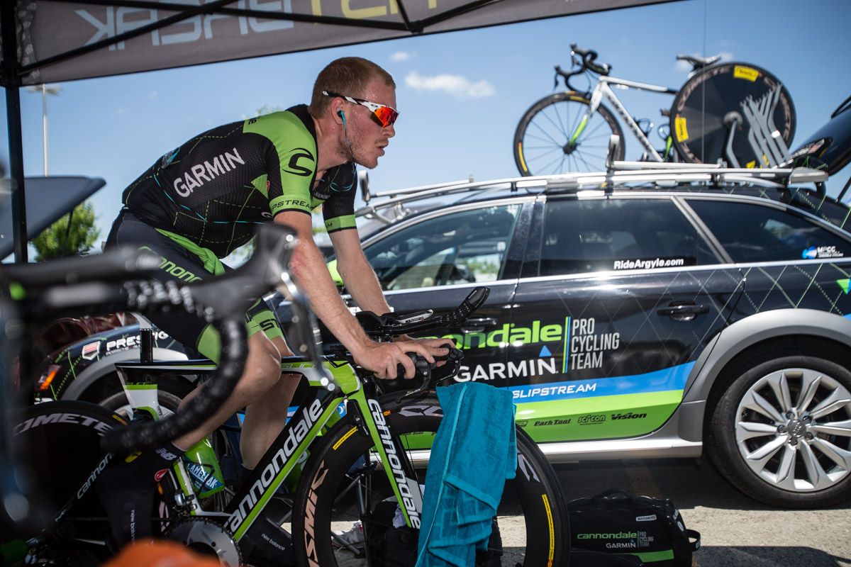 Andrew Talansky (Cannondale-Garmin) warms up before his ride