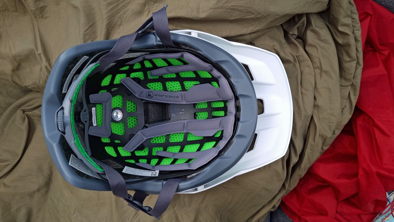 The interior of the Endura MT500 Mips helmet, showing the integration of Koroyd and MIPS