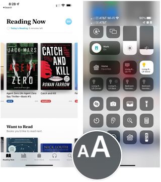 To adjust text size when using app, select the app you wish to change, then open Control Center. Tap aA.