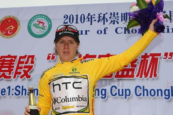 Race leader - Ina Yoko Teutenberg (HTC - Columbia Women) in the leader's jersey
