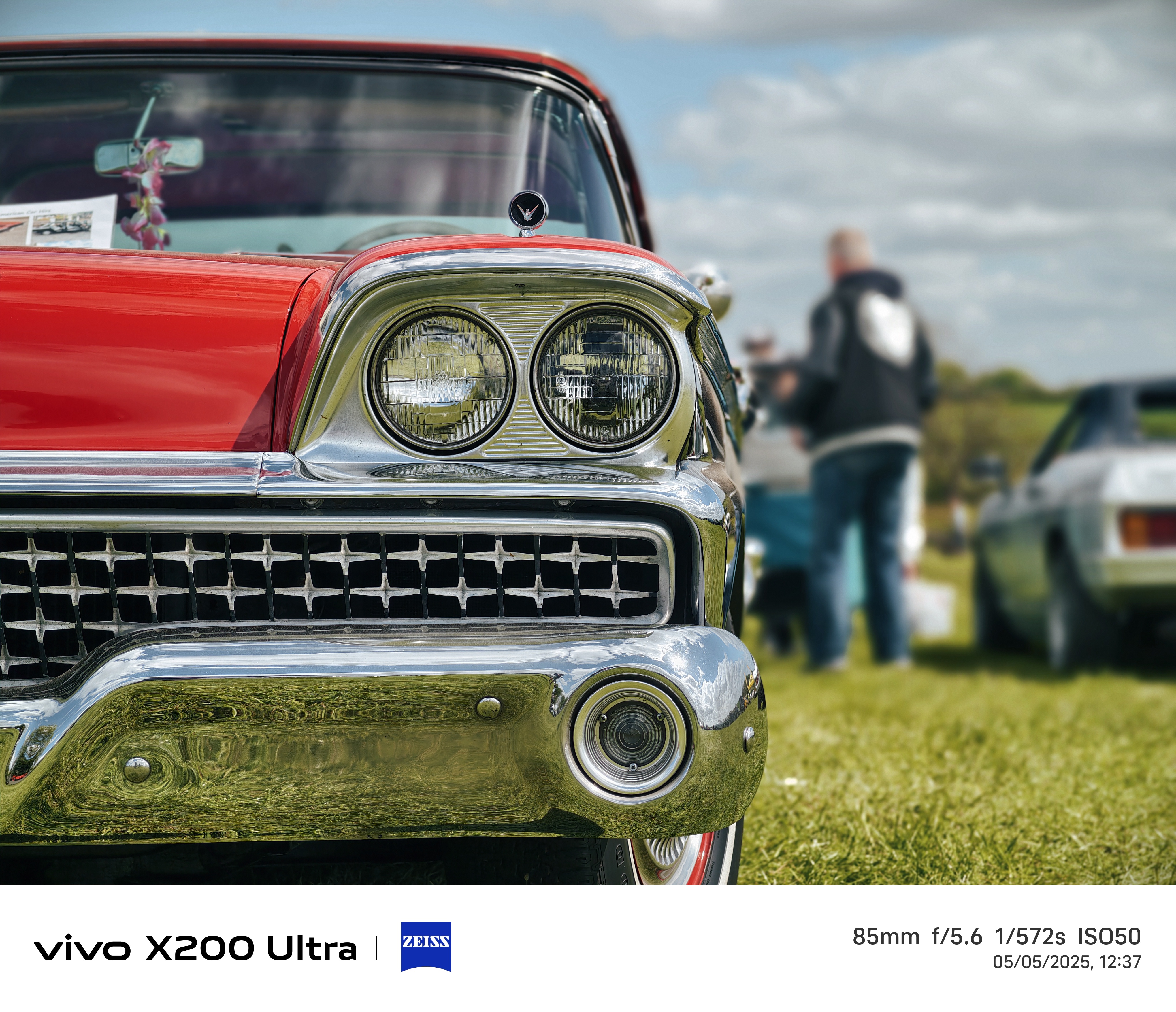 Close up of the headlights on a vintage car