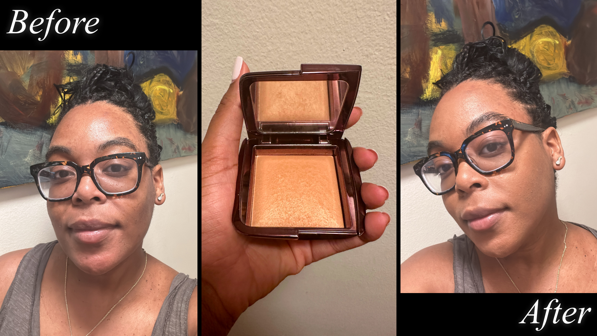 Ariel Baker testing hourglass ambient lighting powders