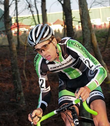 Jamey Driscoll (Cannondale-Cyclocrossworld) on some rolling singletrak in his customary third place.