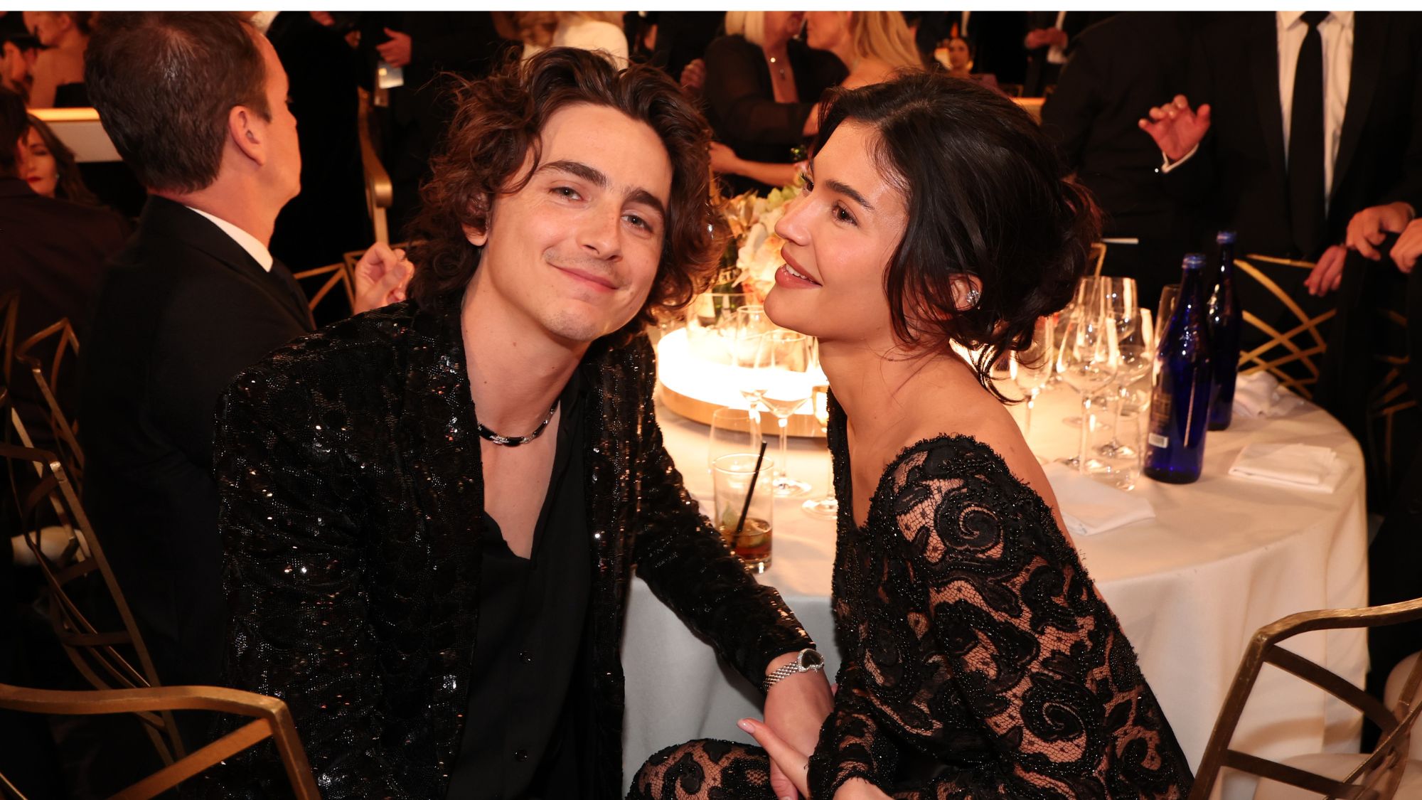 Timothée Chalamet and Kylie Jenner at the Golden Globe Awards