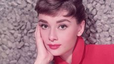audrey hepburn on a gray background