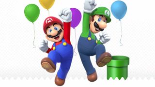 Nintendo Mario and Luigi jumping with balloons