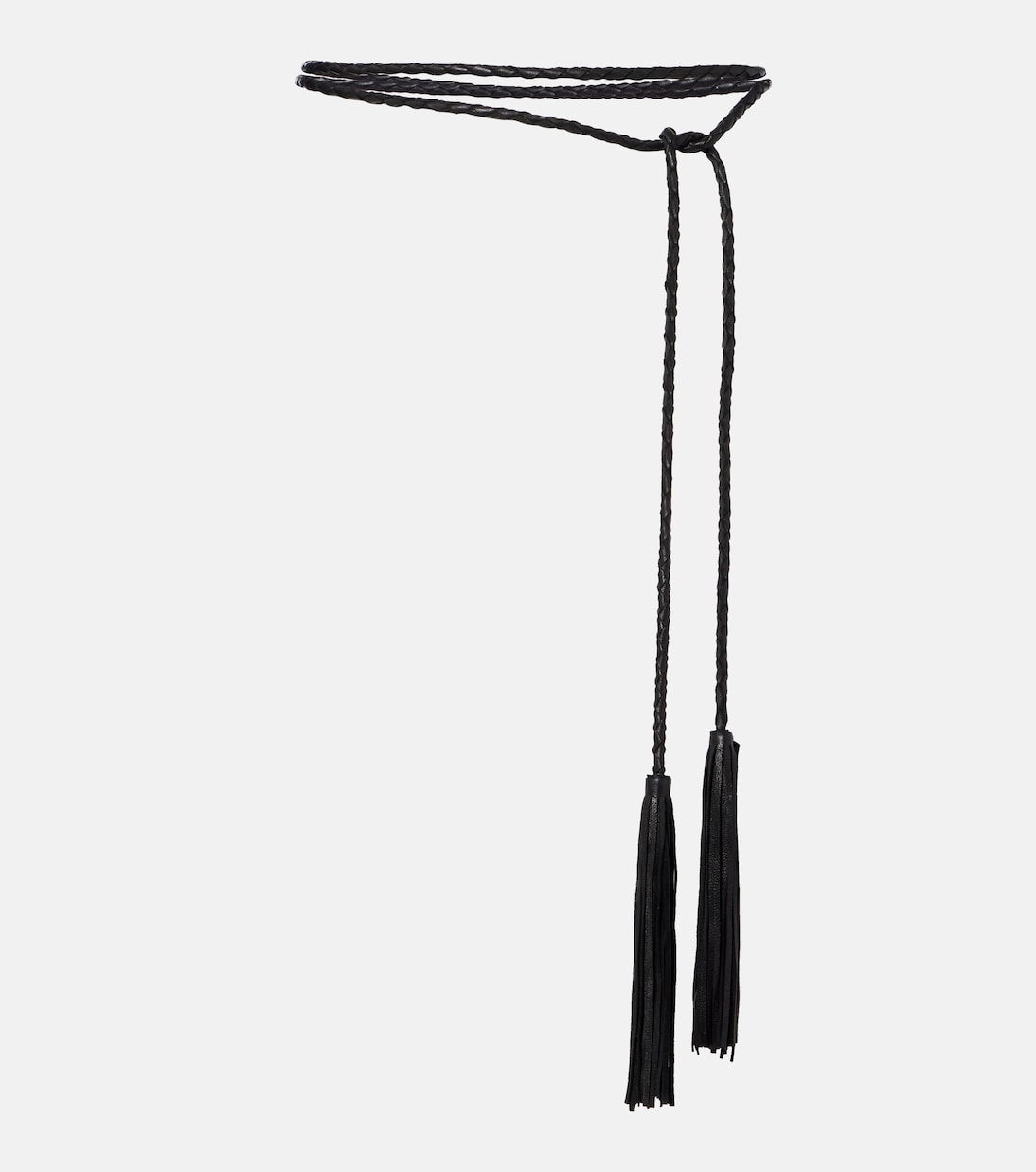 Leather Tassel Belt in Black - Nour Hammour