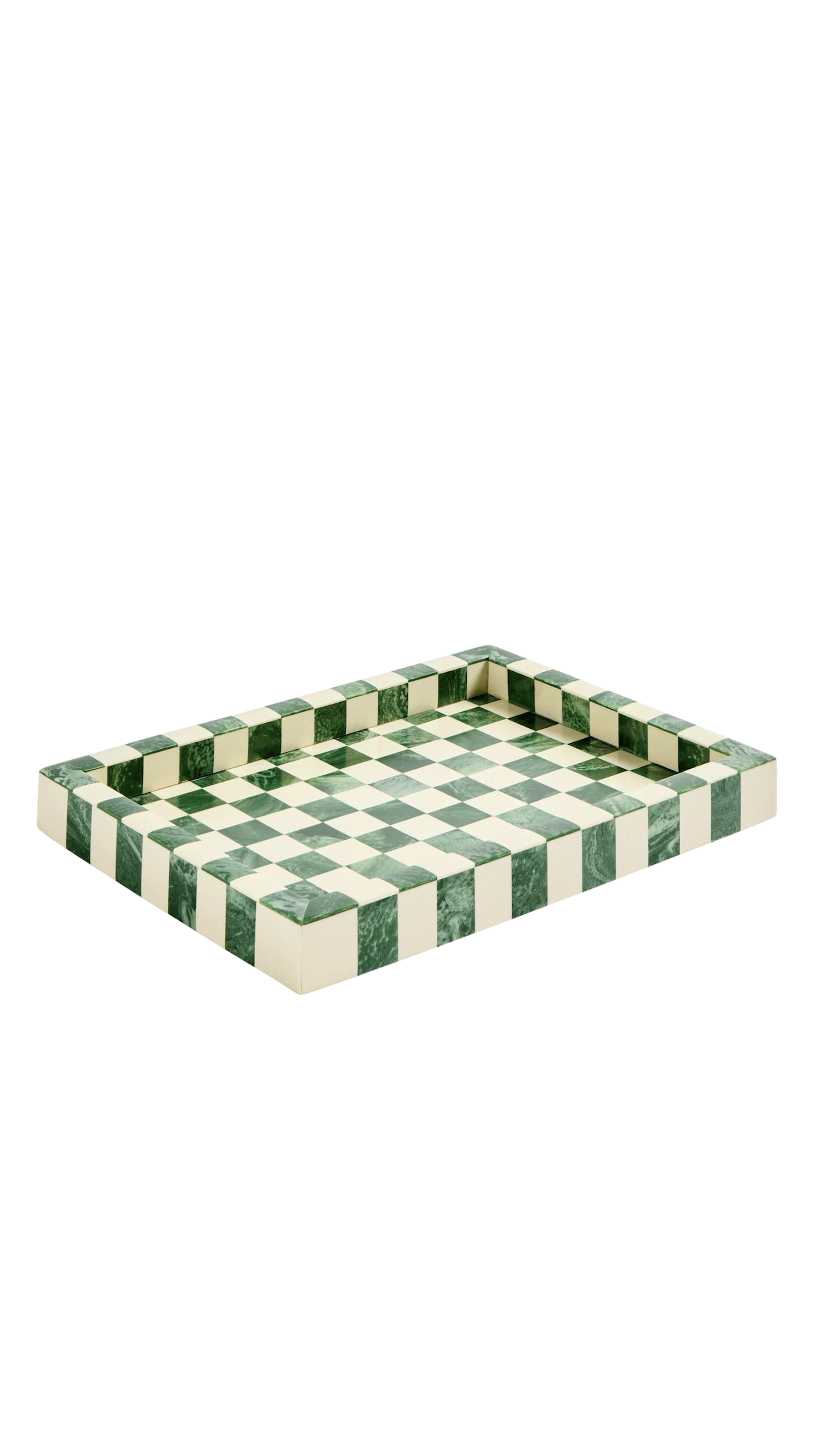 Checkered Resin Green Trinket Tray