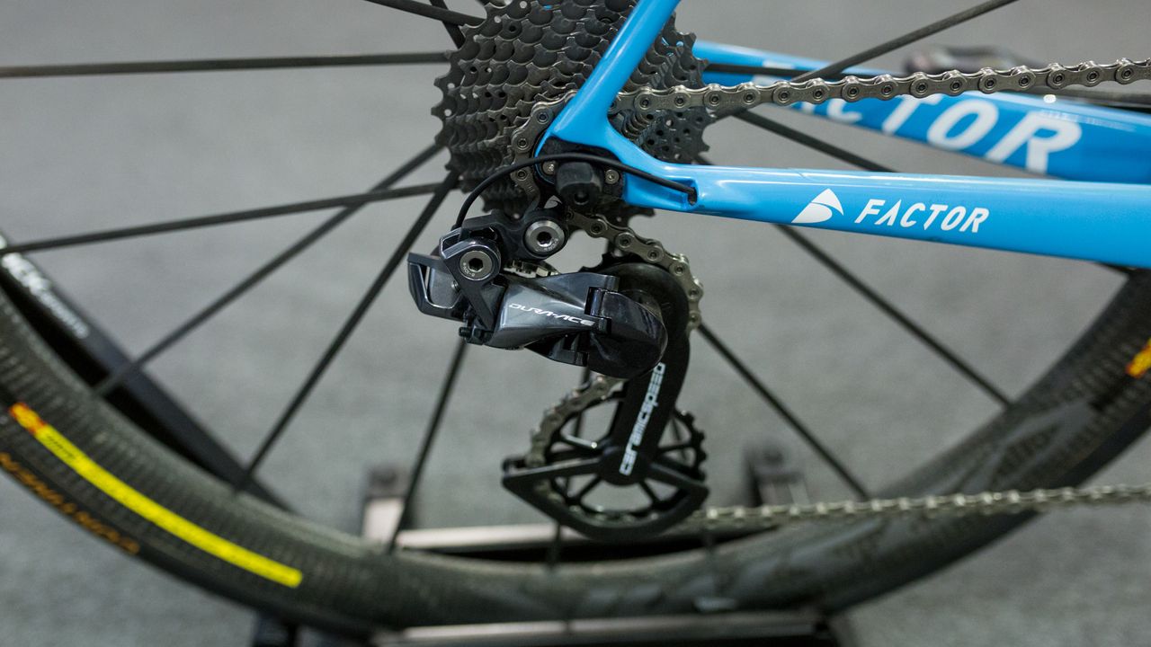 AG2R La Mondiale choose to modify their Shimano Dura-Ace R9150 rear derailleurs to integrate CeramicSpeed's OSPW system