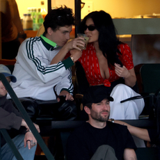 Timothee Chalamet and Kylie Jenner attend a match during the BNP Paribas Open at Indian Wells Tennis Garden on March 09, 2025 in Indian Wells, California.