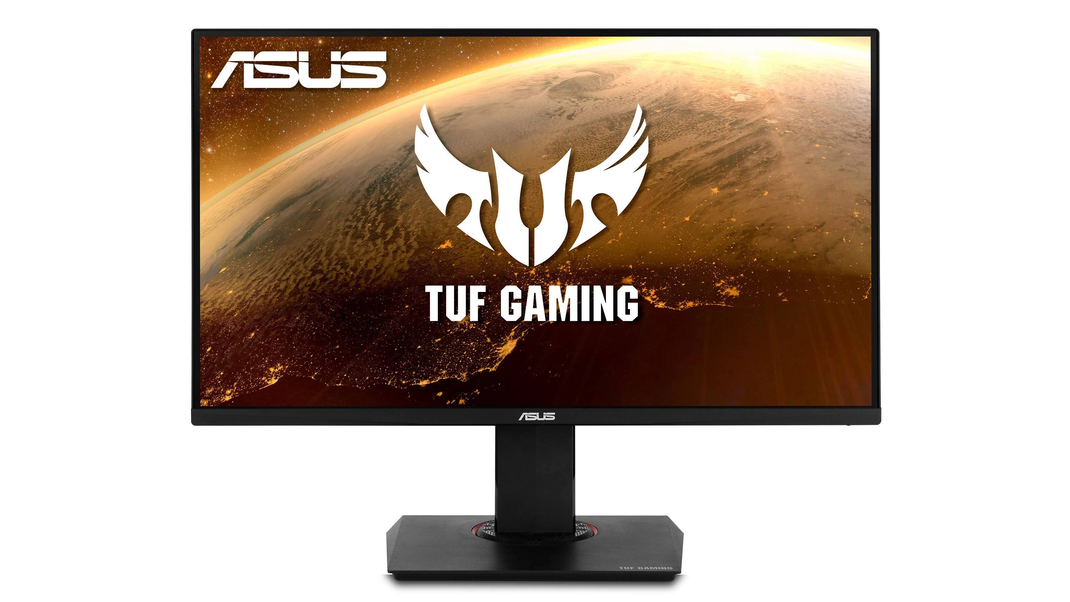The affordable 4K Asus TUF Gaming VG289Q from the front on a white background