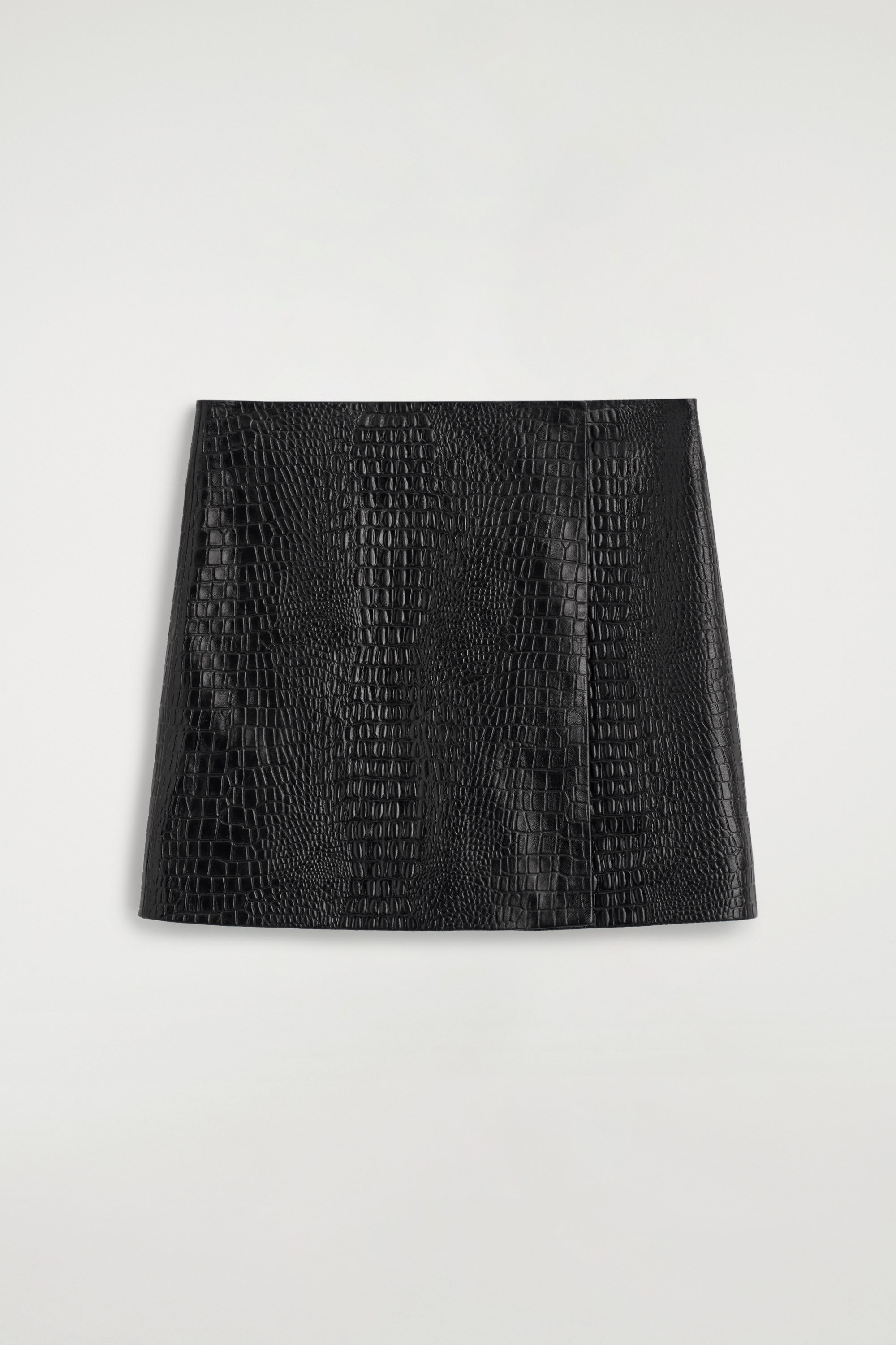 Croc-Effect Leather Mini Wrap Skirt