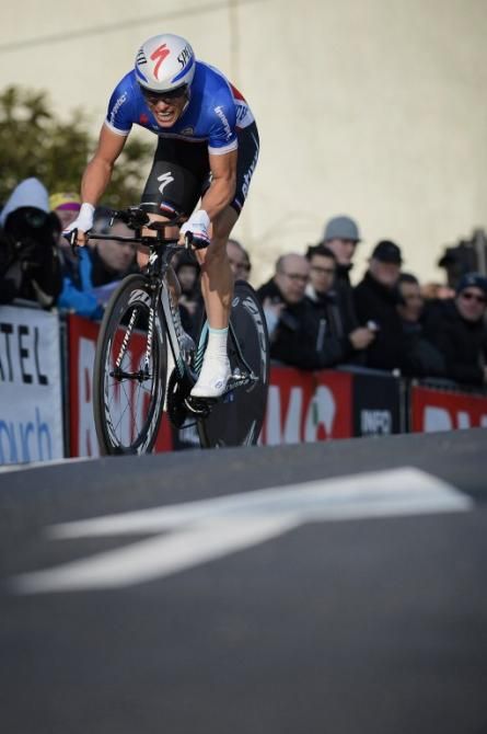 Sylvain Chavanel (Omega Pharma-Quickstep) had about a minute as leader of the prologue before Gaudin eclipsed his time.