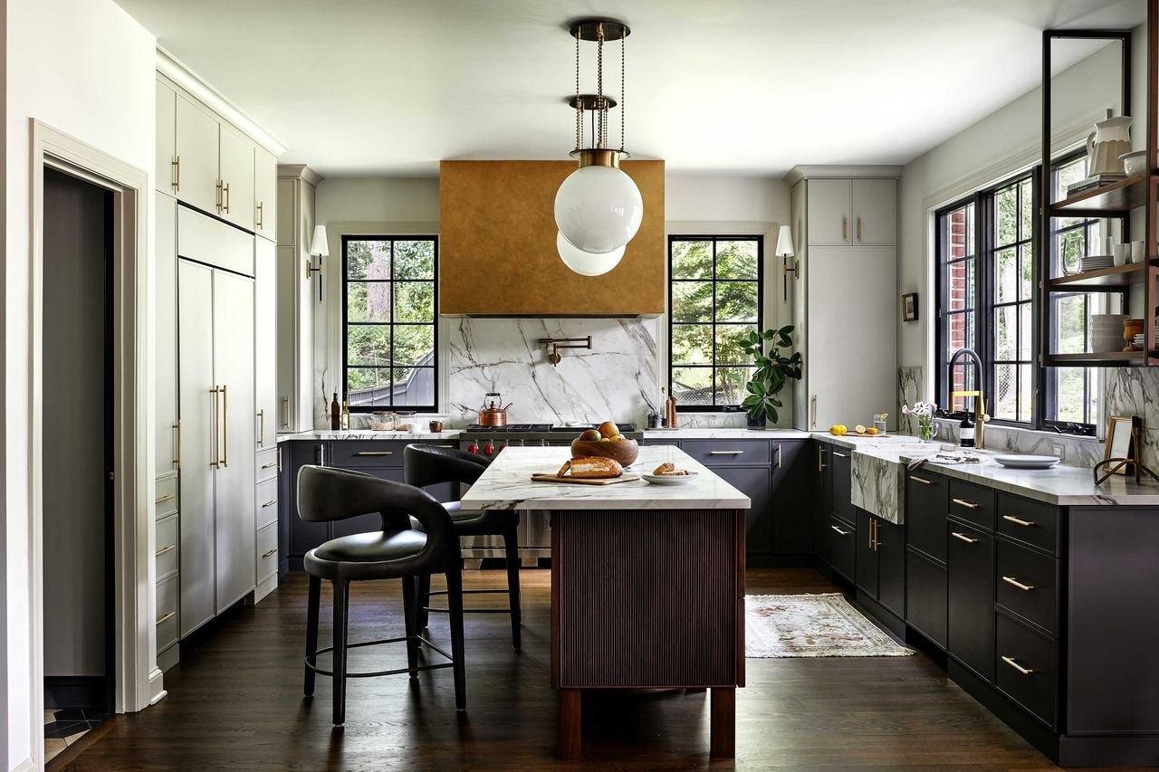 a modern dark grey kitchen