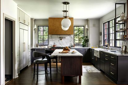 a modern dark grey kitchen