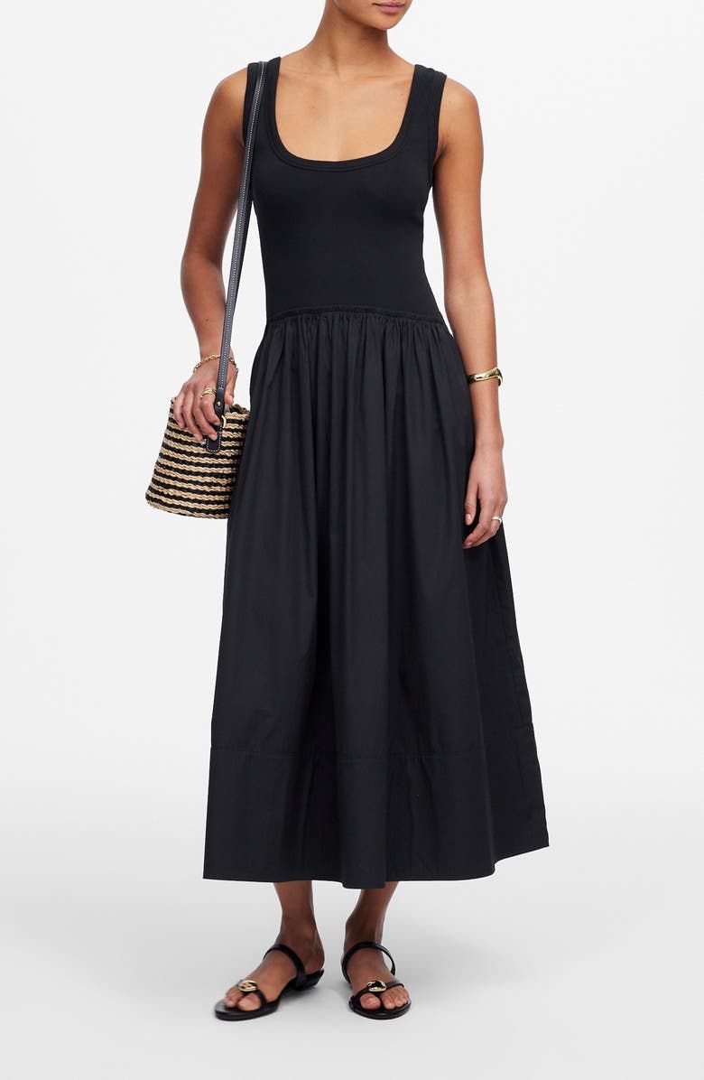 Mixed Media Scoop Neck Maxi Dress