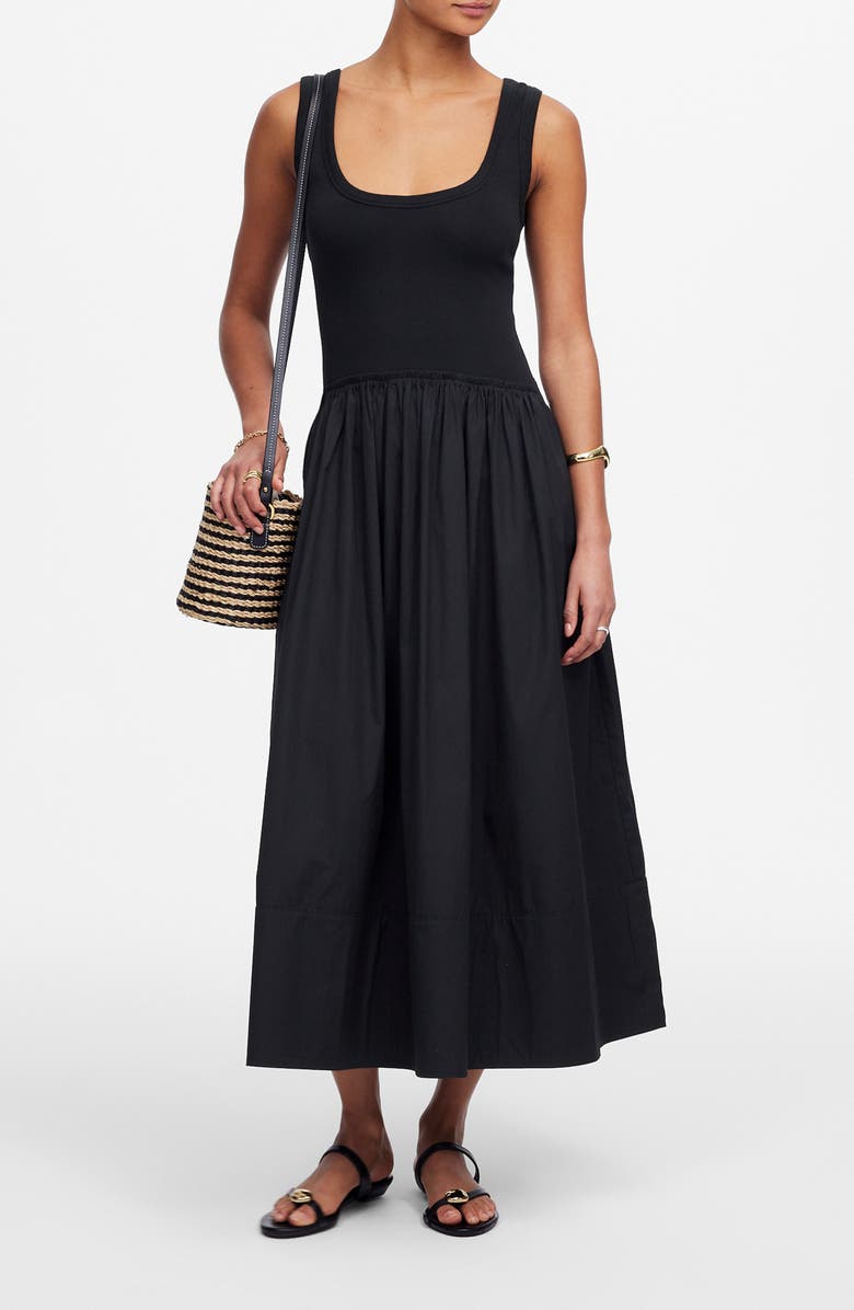 Mixed Media Scoop Neck Maxi Dress