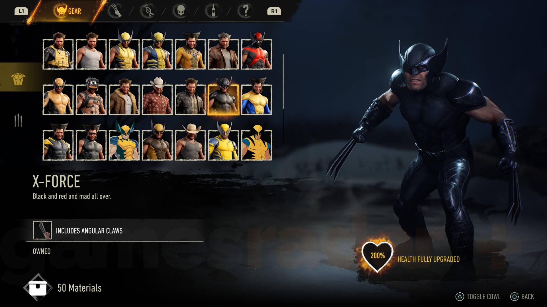 Marvel's Wolverine X-Force suit
