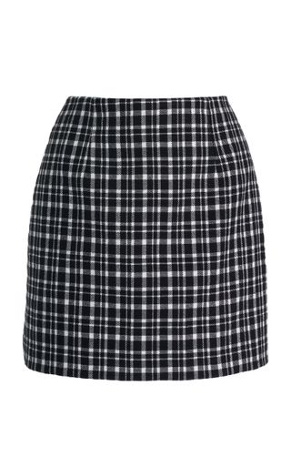 Plaid Wool-Blend Mini Skirt