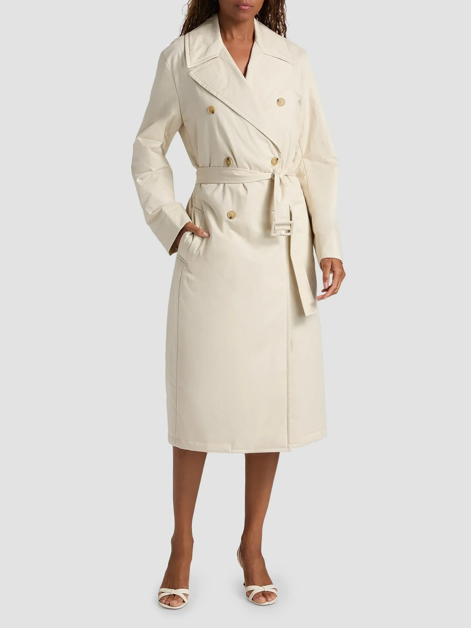 Padded Tie-Waist Cotton Trench Coat