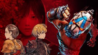 Final Fantasy Tactics: The Ivalice Chronicles (bottom left), Silent Hill f (background), and Borderlands 4 (right) key art on a red background