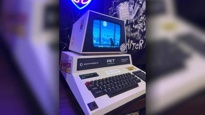 A Commodore PET 2001 retrofitted with an entire custom gaming PC inside
