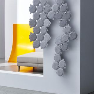 grey room with sound absorbing panels