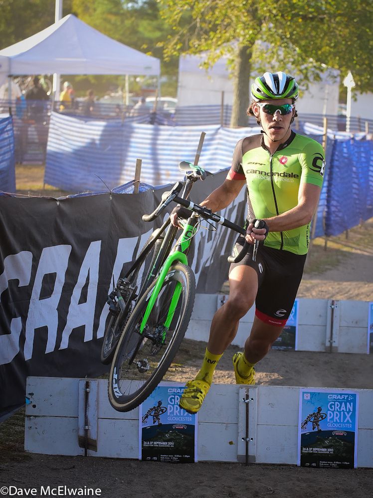 Curtis White (Cannondale) racing in second place and having his best race to date