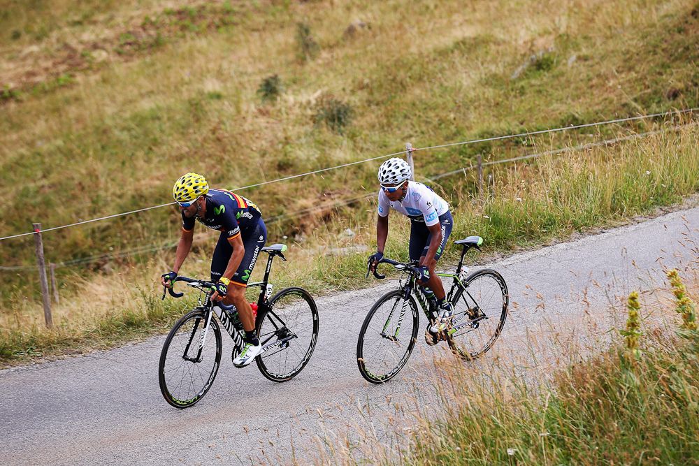 Alejandro Valverde and Nairo Quintana attack