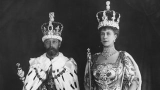 King George V with his wife, Mary of Teck, in their coronation robes.