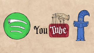 Various illustrations of popular logos redesigned as medieval illustrations