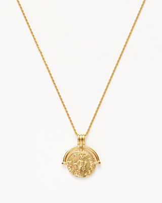 Lucy Williams Medium Engravable Roman Arc Coin Necklace | 18ct Gold Plated