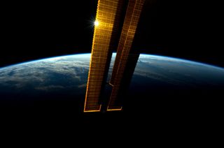 Solar Panels Reflect Light in Space