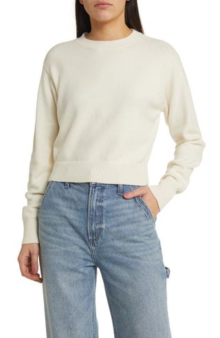 Relaxed Pima Cotton Blend Pullover Sweater