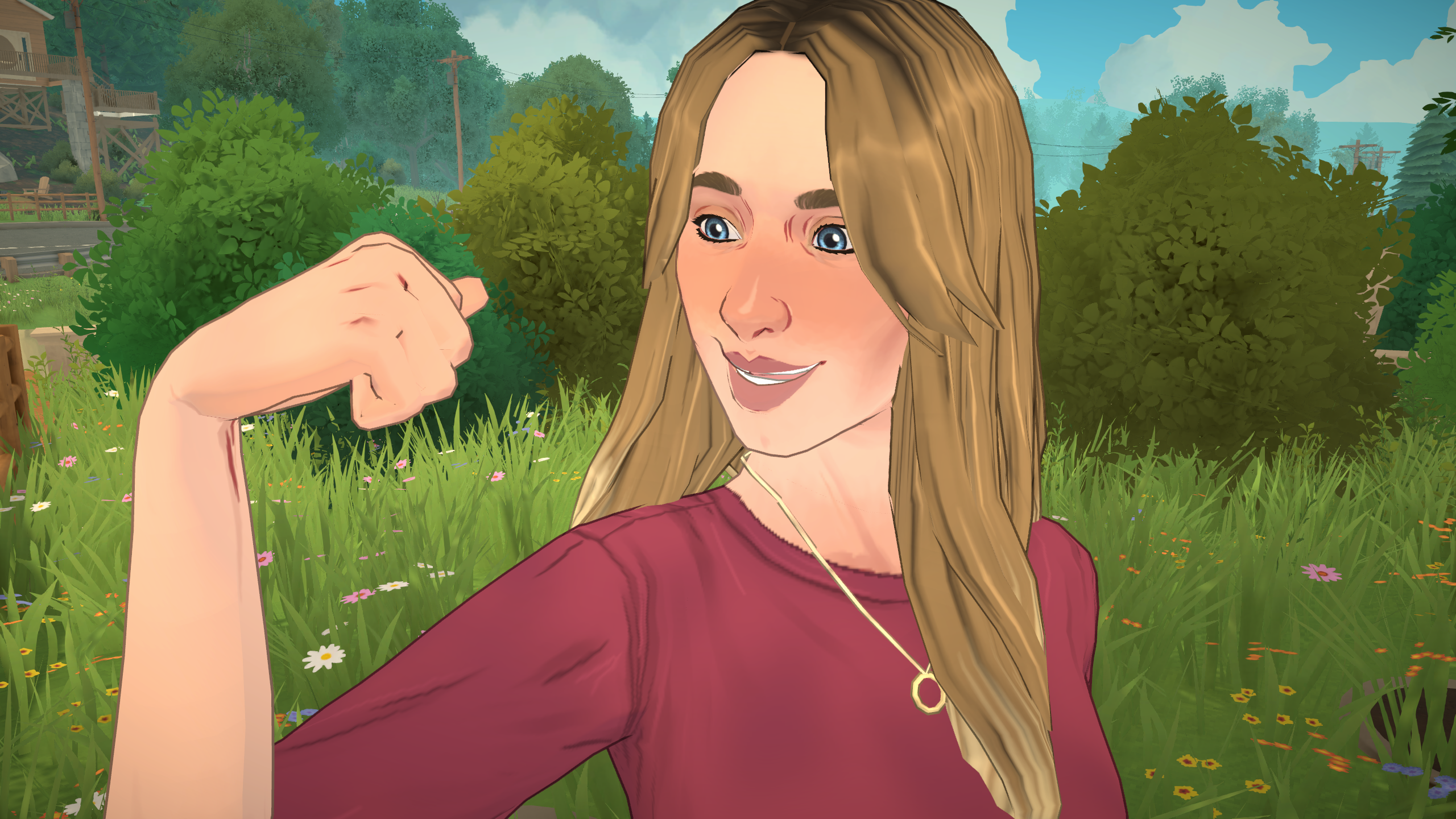 Paralives - a para flexes her bicep proudly